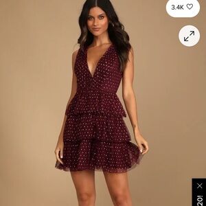Lulu's Burgundy Polka Dot Mini Dress